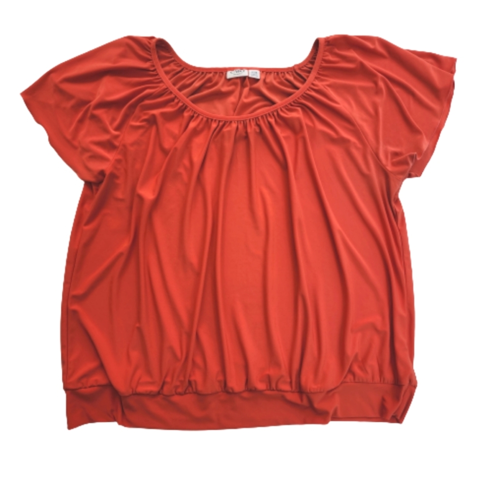 Womens M Cato Orange Butterfly-Sleeve Stretch Normcore Grunge Balloon Top